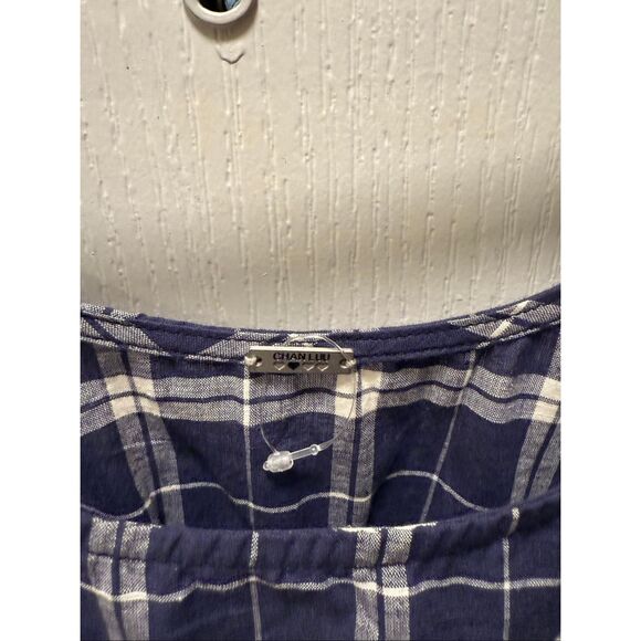 Chan Luu Plaid Maxi Dress Navy Blue Check Tie Strap Boho Summer Casual one size - Picture 4 of 4